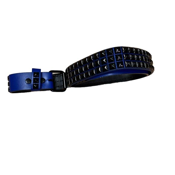 Hot Topic Unisex  Black Blue Stud Rocker Biker Belt Size Large 42  90s - Picture 1 of 6